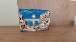 (K) beautiful small spatial table or shelf picture, painted. 12X17 cm