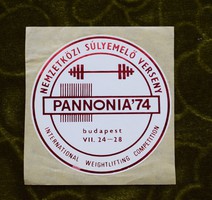 Retro matrica Nemzetközi Súlyemelő Verseny PANNONIA'74 1974 Budapest VII. 24-28.