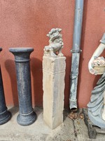 Antique oriental chinese stone fu -fo dog / lion column