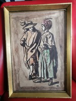 Antique signed watercolor
