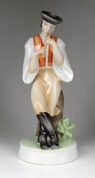 1I564 Régi Zsolnay furulyázó legény porcelán figura 27 cm