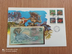 Bankjegyes boríték 1989 Cook-szigetek 3 Dollár 1987 UNC