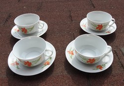 Lowland tea cup set for 4 people - with poppy and wheat pattern