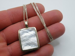 KK1383  ezüst nyaklánc és gyöngyház berakásos ezüst medál  925 fémjelzett