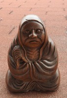 Ancient Wooden Carved Buddha Statue - Rare Depiction