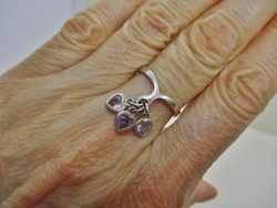 Szépséges ezüstgyűrű valódi ametiszt,rózsakvarc és akvamarin kövekkel