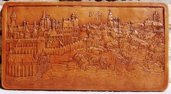 Buda első ismert látképe (reneszánsz kor, 1493) - terrakotta falidísz, korabeli fametszet alapján