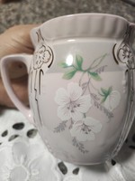 Rózsaszín porcelán H&C cseh bögre virágos mintas ok