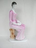 Hollóházi porcelán könyvet olvasó nő lány nagy méretű 36 cm