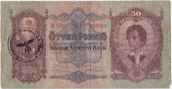 Magyarország 50 pengő 1932 német birodalmi felülbélyegzéssel