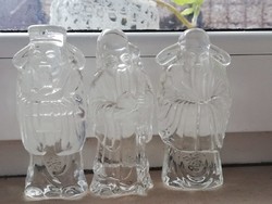 Három kínai bölcs-tömör üveg szobrok