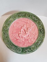 Marked schütz cilli wall plate wall decorative bowl with puto and hooved satyr decor 34.5 cm