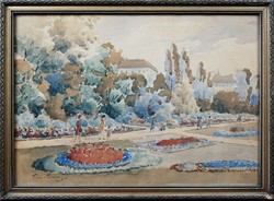Tibai-Takács Jenőnek tulajdonítva (1876-1943) Vasárnap délután a parkban