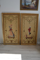 Ancient French iii. Napoleon large size embroidered picture of couple, screen, mural