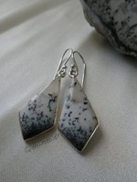 Genuine dendritic opal (merlinite) 925 silver earrings