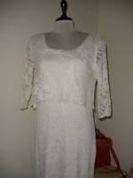 Cream white, elastic lace dress l
