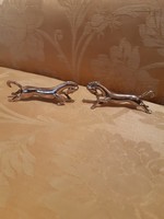 Wonderful pair of old silver-plated knife horses