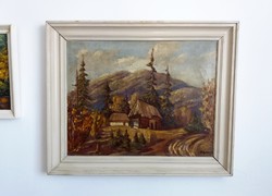 Mártonfalva Barabás Márton: a large painting with a Transylvanian hill house 2