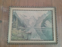 VALAMI FESTMÉNYNEK TŰNŐ RÉGI KÉP SZÉP KERETBEN 33x26 cm