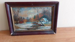 (MLF) Diószeghy László kis festménye 32x22 cm kerettel