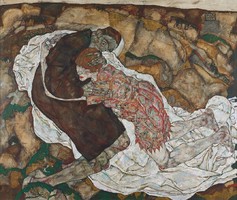 Egon Schiele - Halál és a lányka - vászon reprint vakrámán