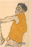 Egon Schiele - Önarckép sárga mellényben - vászon reprint vakrámán
