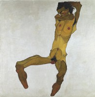 Egon Schiele - Ülő önarckép - vászon reprint vakrámán