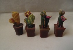 Kézműves figurális mécses,kaktusz alakú gyertya 4db