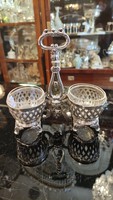 Silver salt and pepper spice jar with glass insert. Baroque style.