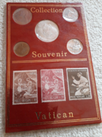 Vatikan díszcsomagolású 5 darab érme Collection  3 darab posta tiszta  bélyeg