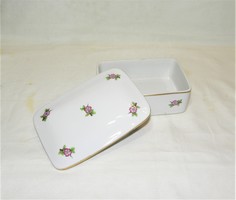 Herend flower pattern porcelain box - jewelry holder - 13.5 x 9.5 cm
