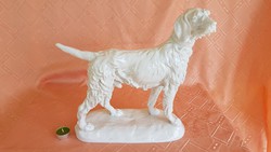 Régi, nagyméretű HERENDI porcelán kutya szobor Vastag György által szignált, HEREND mélynyomással
