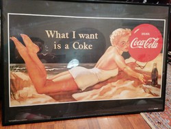 Coca Cola plakát Marylin Monroe-val. 1 méter x 70 cm, keretezve.
