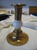 Candlestick with candle, white marble insert about 18 cm