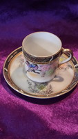 Régi madaras porcelán kávés csésze tányérral (L2448)