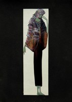 Edit (1968): woman with wavy hair - unique graphics, dress design