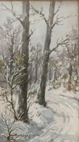Barabás Gizella: Téli erdő - akvarell