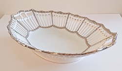 Antik Ezüstözött áttört porcelán kenyérkosár 1880-ból