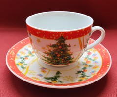 Karácsonyi porcelán teás kávés szett csésze csészealj karácsonyfa mintával