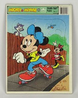 1I342 Vintage amerikai Mickey & Minnie puzzle kirakó 21 x 28 cm