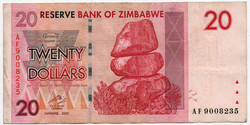 Bankjegy Zimbabwe papírpénz pénz 20 dollár EF