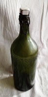 N35 Antik margitszigeti eredeti  csatos zöld üveg ritkaság eladó