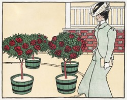 Edward Penfield - Dáma rózsákkal - vászon reprint vakrámán