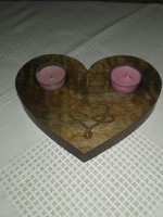 Heart candle holder, wooden candlestick