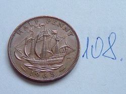 English England 1/2 half penny 1965 ii. Elizabeth Golden Hind Sailing Ship 108.