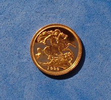 1999 Arany -  BU - PROOF - Nagy Britannia 1/2 Sovereign