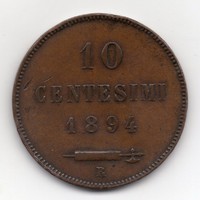 San marino 10 centesimi, 1894r, beautiful