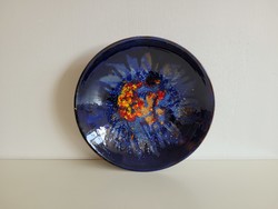 Retro large size 36 cm old Városlód glazed ceramic bowl mid century wall decoration wall bowl
