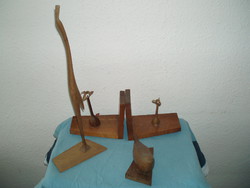 ANTIQUE-COCK-SEBUM BOOKEND-BIRD-WOOD CARVINGS- AS SHOWN!
