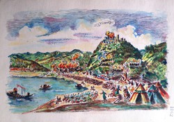 Visegrádi csatajelenet (akvarell)